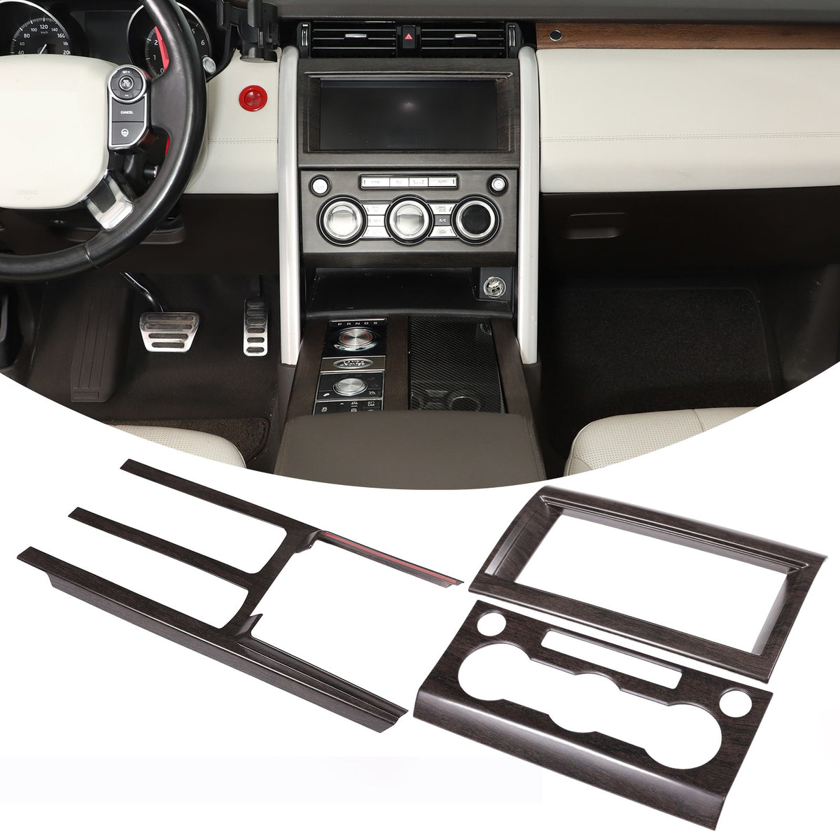 3pcs Wood Grain Center Console Trim Kit For Land Rover Discovery 5 L462 2017-20 16