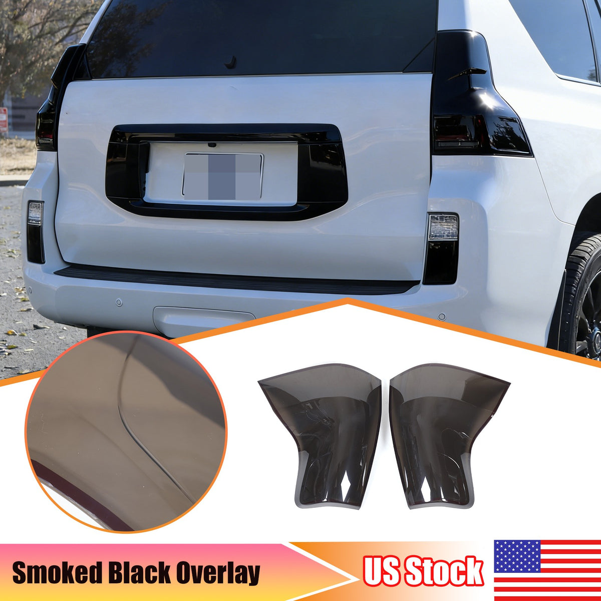 Smoked Black Tail Light Lamp Guard Cover Trim Bezels For Lexus GX460 10-23 US 1