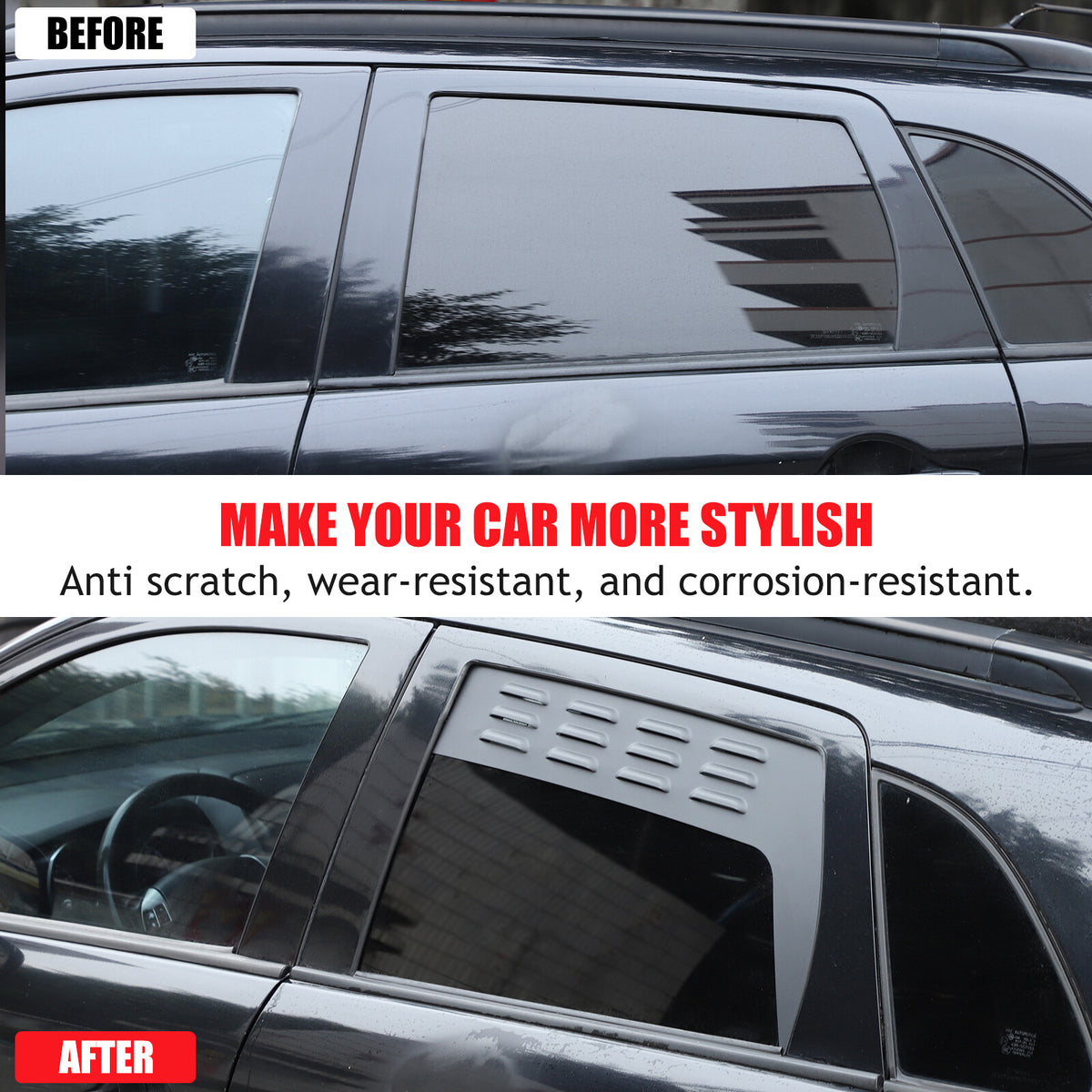 Alloy Rear Window Louver Shutter Cover Trim For Mitsubishi Outlander Sport 11-18 2