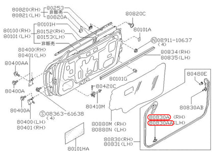 NISSAN Skyline R32 DOOR WEATHER STRIP LH RH Set 80831-04U10 80830-04U10 OEM 3