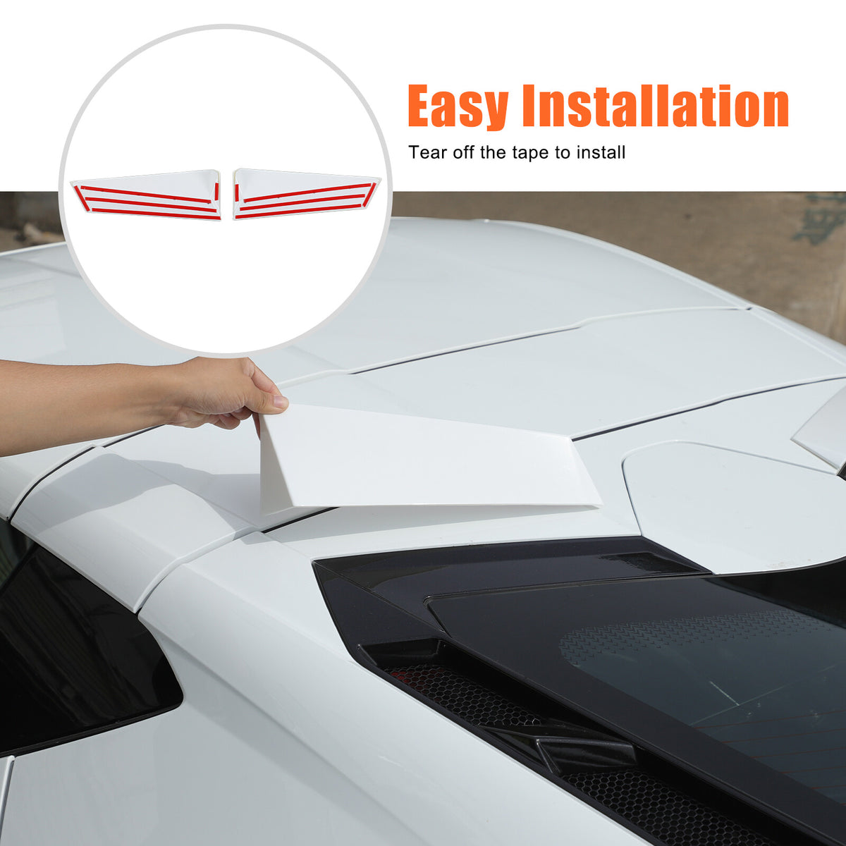 White ABS Rear Windshield Spoiler Trim Cover For Corvette C8 Coupe 2020+ 9