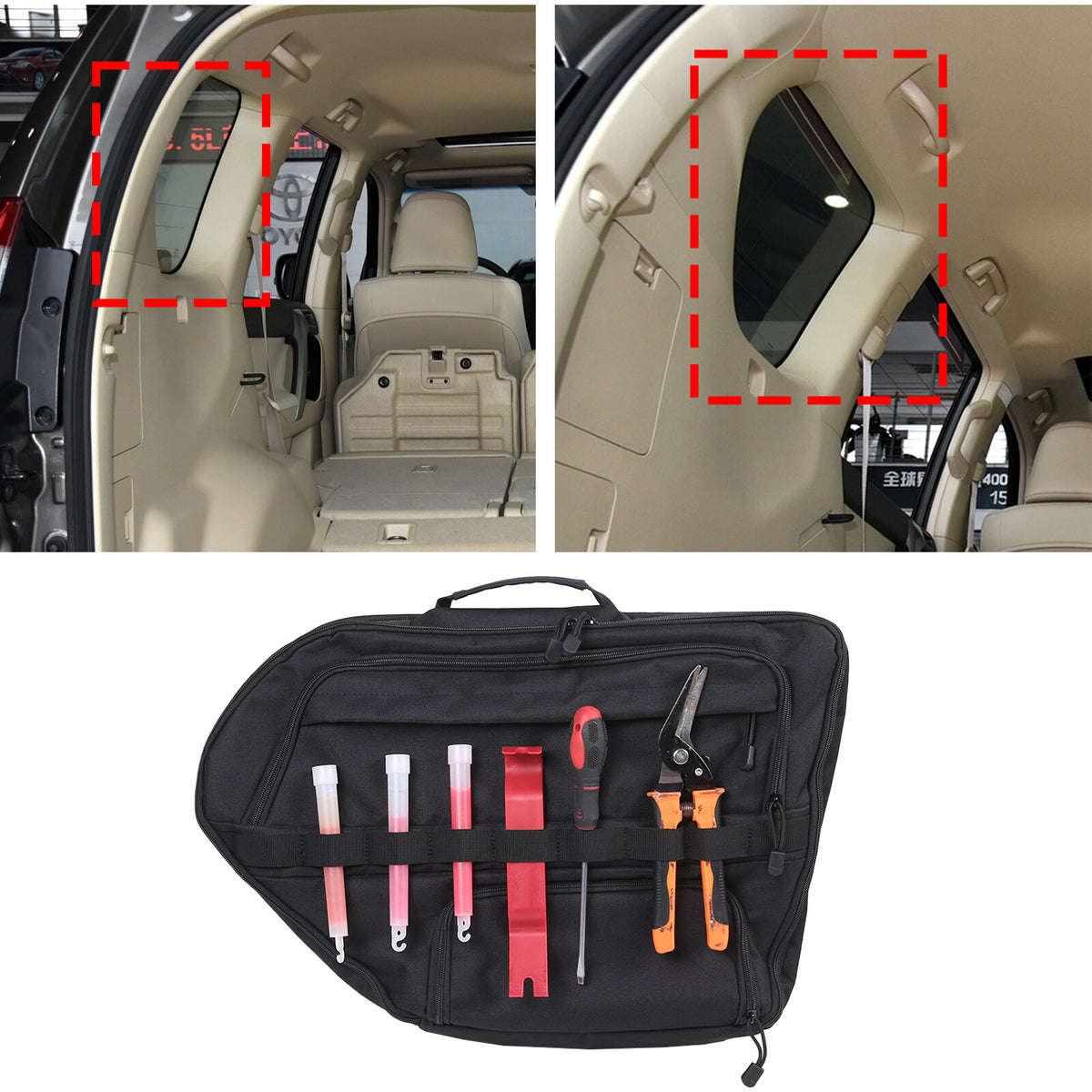 Car Trunk Left Side Window Storage Tool Bag For Toyota Land Cruiser Prado 10-23 5