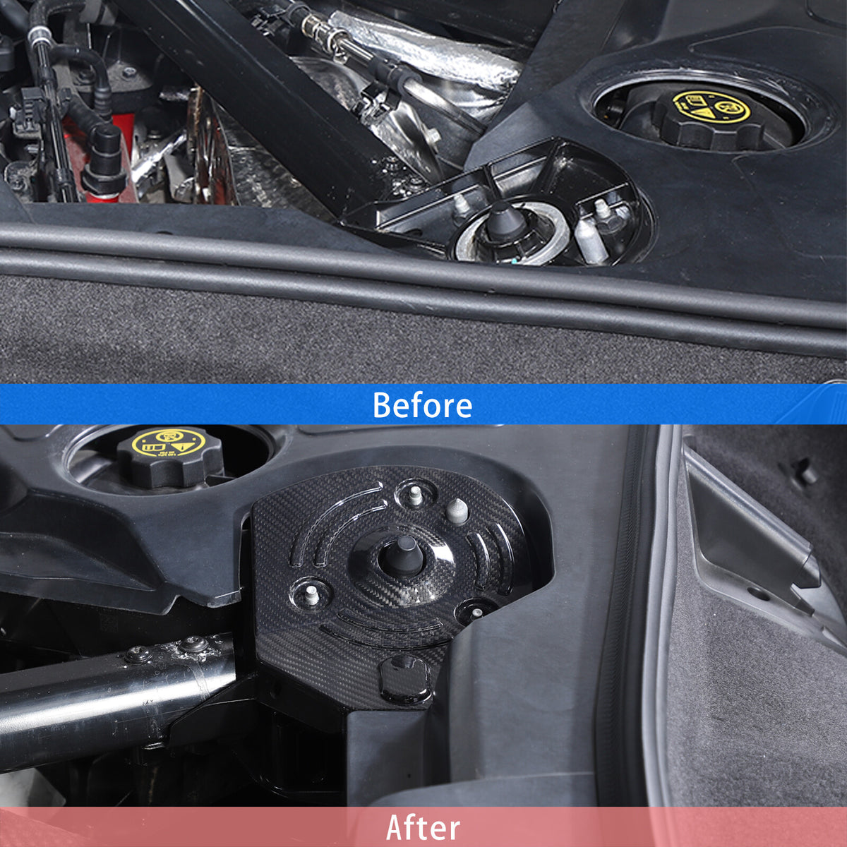 Real Carbon Fiber Engine Bay Shock Tower Cover Trim Fit Corvette C8 2020-2026 3