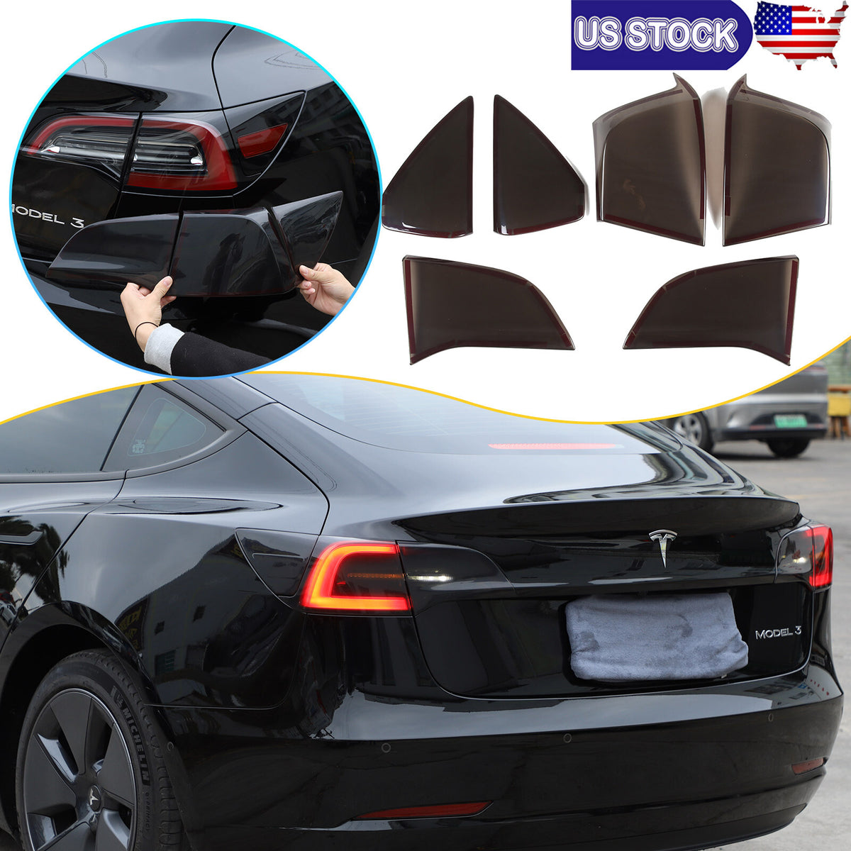 Smoked Headlight & Taillight Cover Trim For Tesla Model 3 2017-22 Model Y 21-24 14