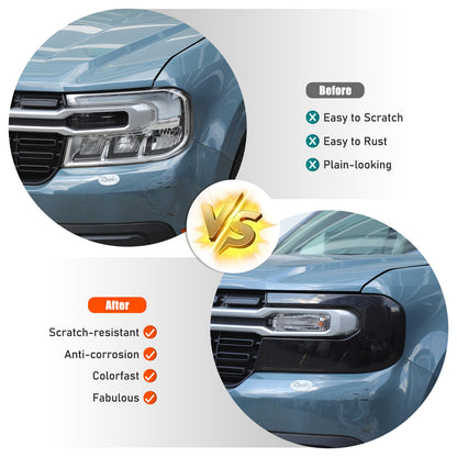 Transparent Gray Smoked Front Headlight Cover Trim For Ford Maverick 2022-24 US 10