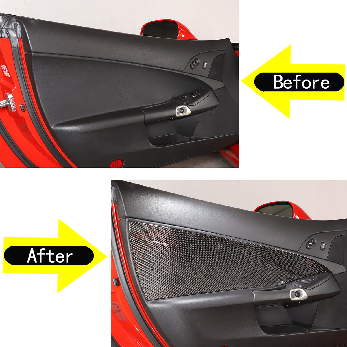 Soft Carbon Fiber Interior Anti-kick Door Panel Sticker For Corvette C6 2005-13 11