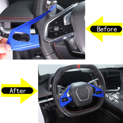 Real Carbon Fiber Steering Wheel Button Trim Cover For Corvette C8 2020-2026 - Variants 1-5 35