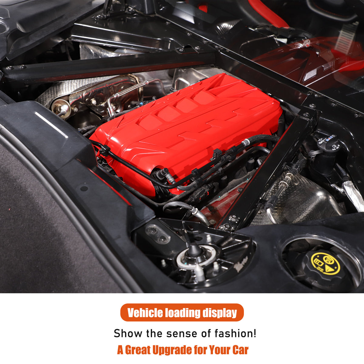 Red ABS Engine hood Compartment panel Trim Cover For Corvette C8 2020-2026 US 16