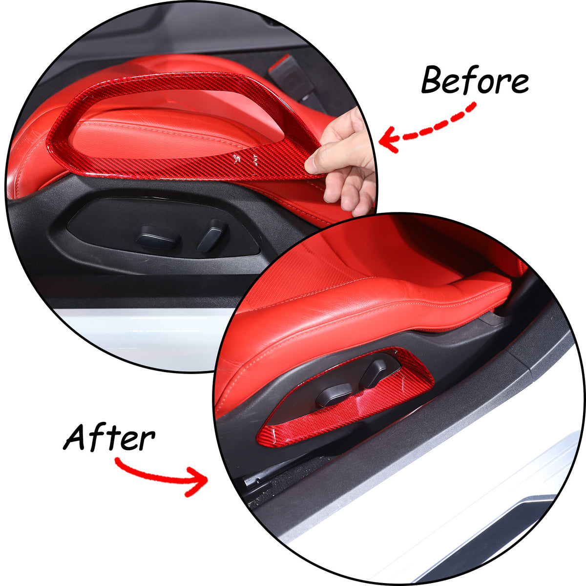 Red Real Carbon Fiber Full Interior Set Decor Trim Kit for Corvette C8 20-25 - Styles 46-50 40