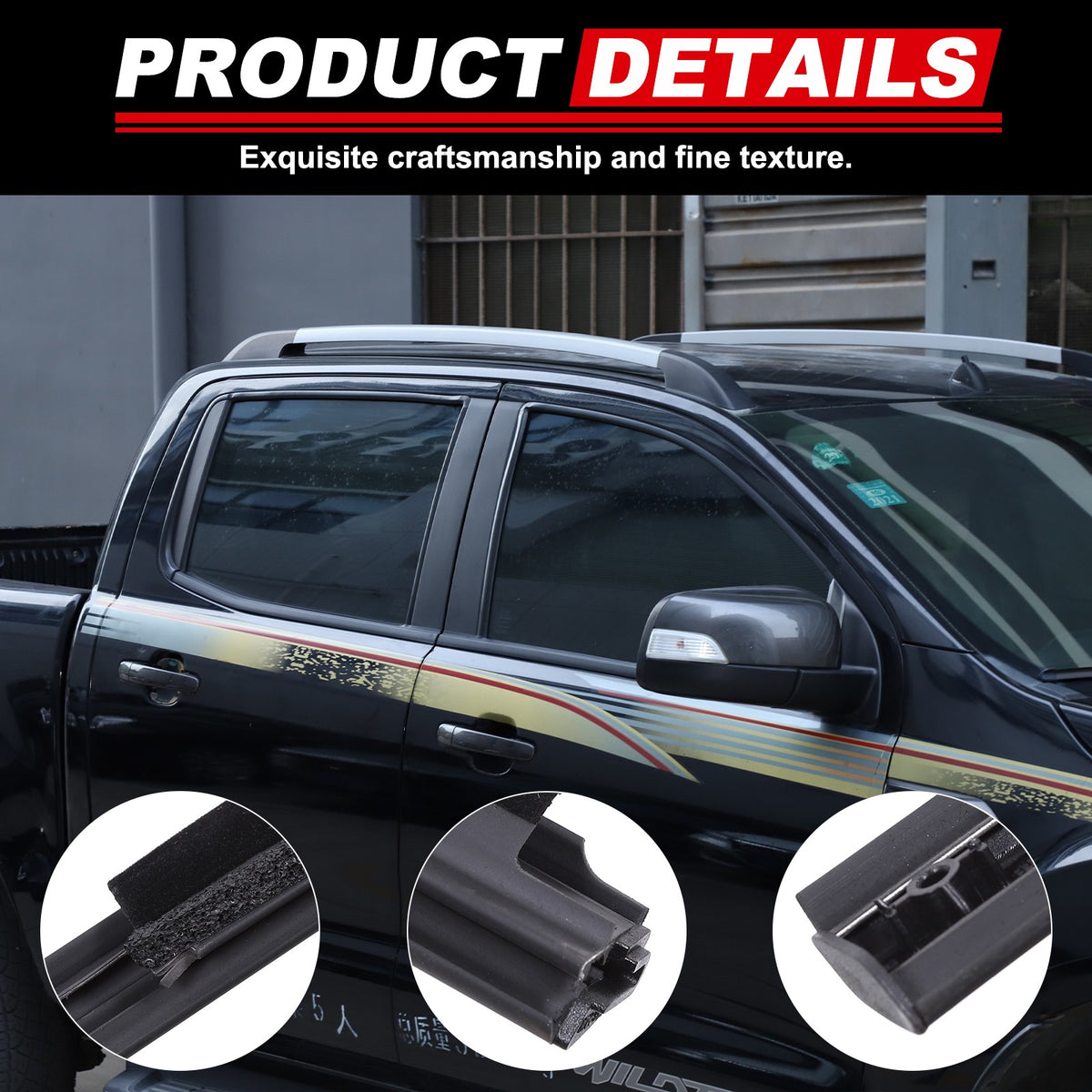 Replacement Car Window Outer Beltline Seal Trim For Ford Ranger T6 2013-2021 US 19