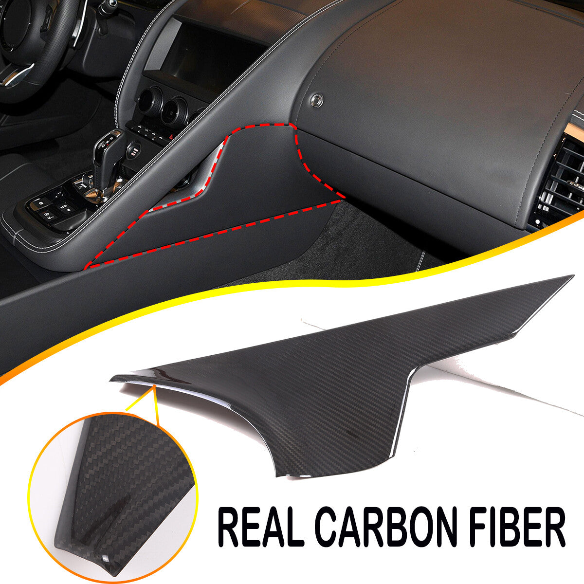 Real Carbon fiber Center Gear Shift Side Panel Trim For Jaguar F-TYPE 2013-2024 2