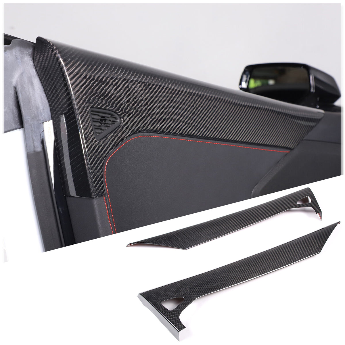 Real Carbon fiber Interior Door Upper Panel trim Cover For Corvette C8 2020-26 2