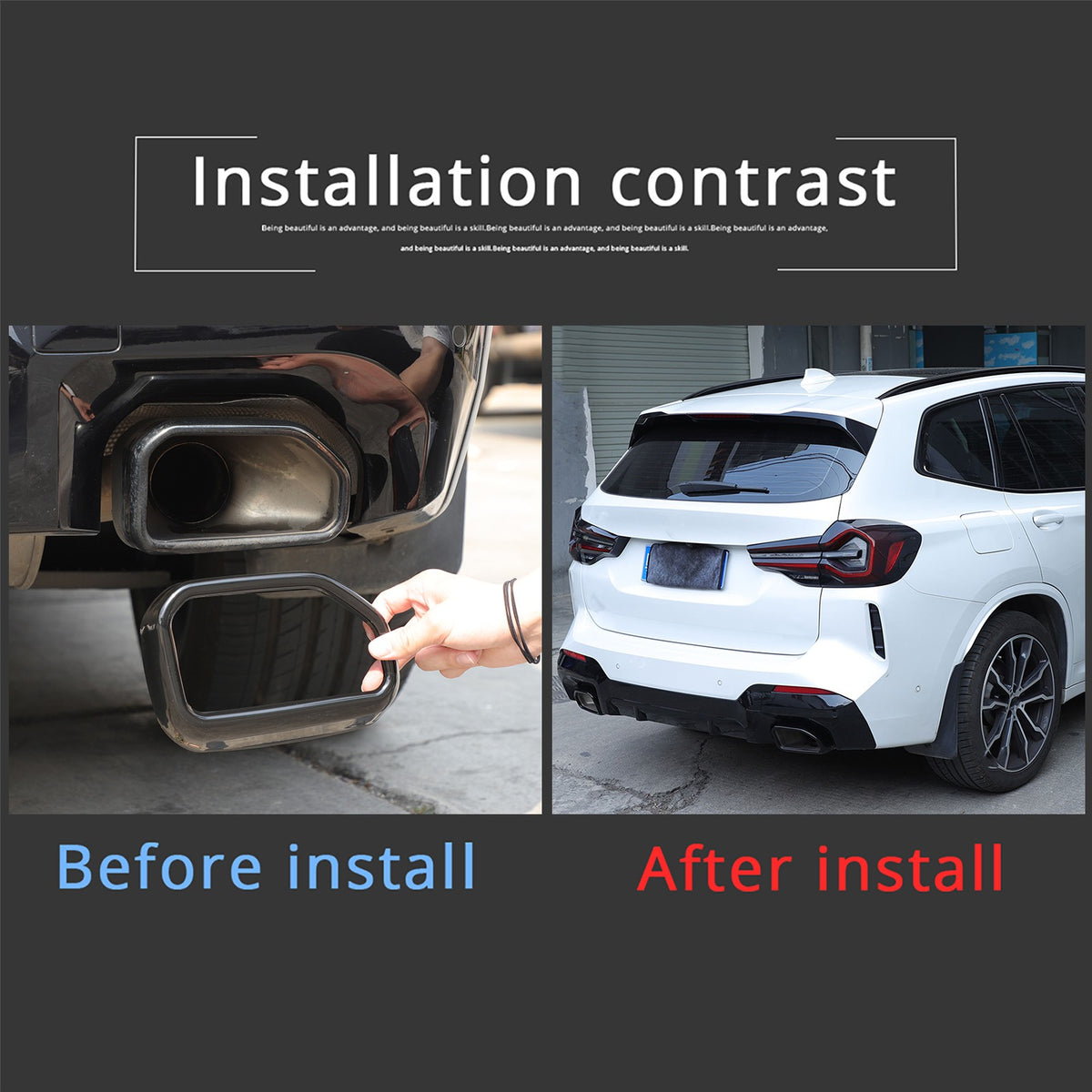 Steel Glossy Black Exhaust Tailpipe Tip Trim For BMW X3 G01 X4 G02 2022-2024 7