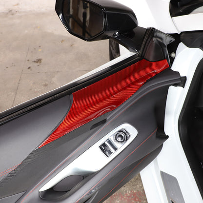 Red Soft Carbon Fiber Interior Decor Trim Kit Cover Set For Corvette C8 20-25 197