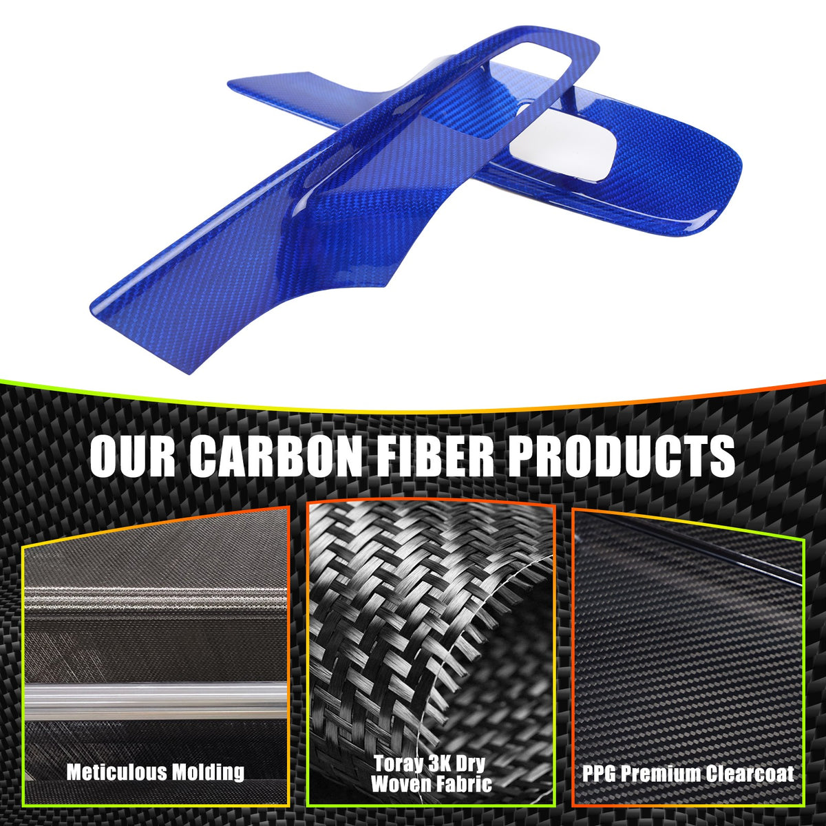 Blue Real Carbon Fiber Window Lift Switch Trim For Corvette C8 Coupe 20+ US 10