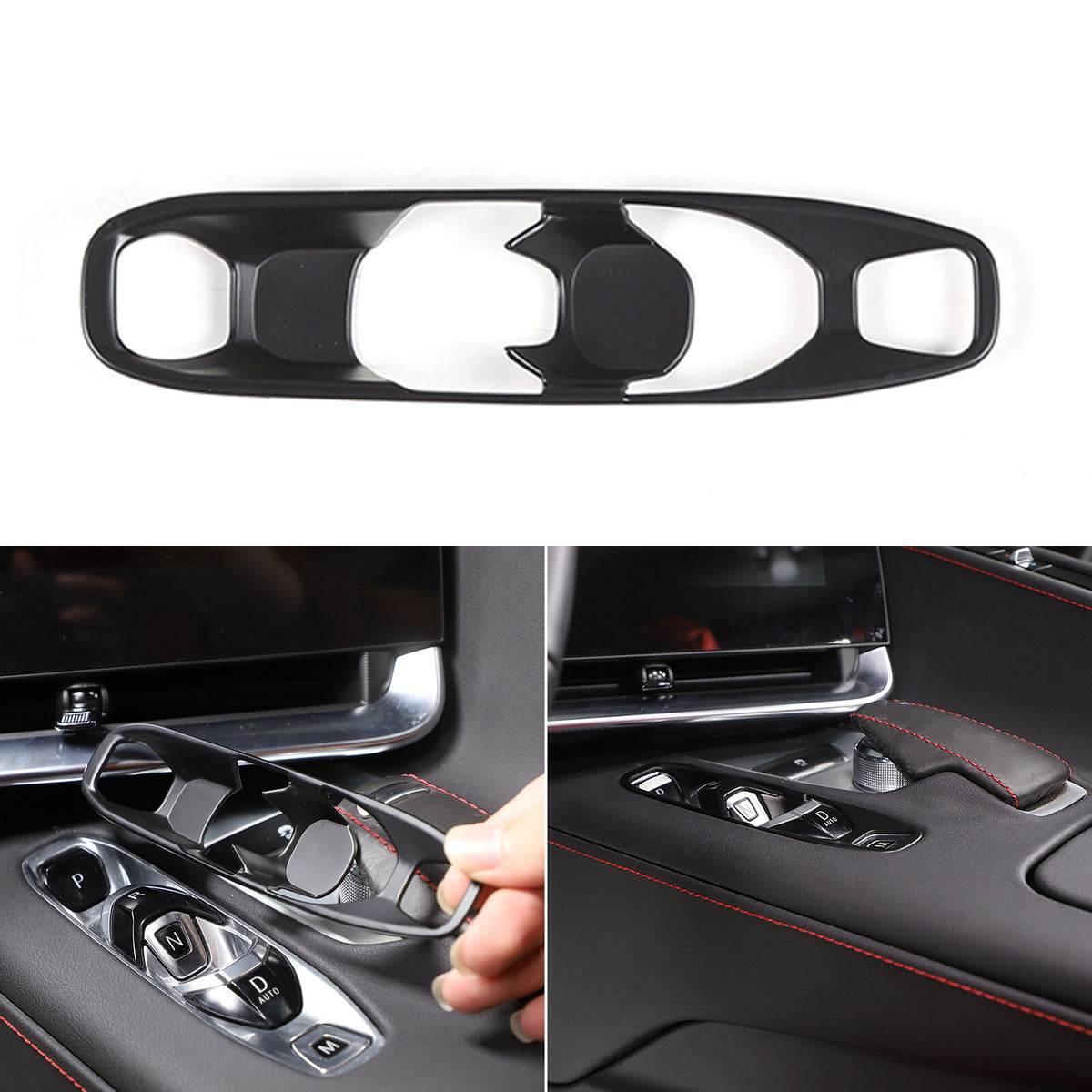 Matte black Center Console Gear Shift Panel Cover Trim Set For Corvette C8 20-25 17