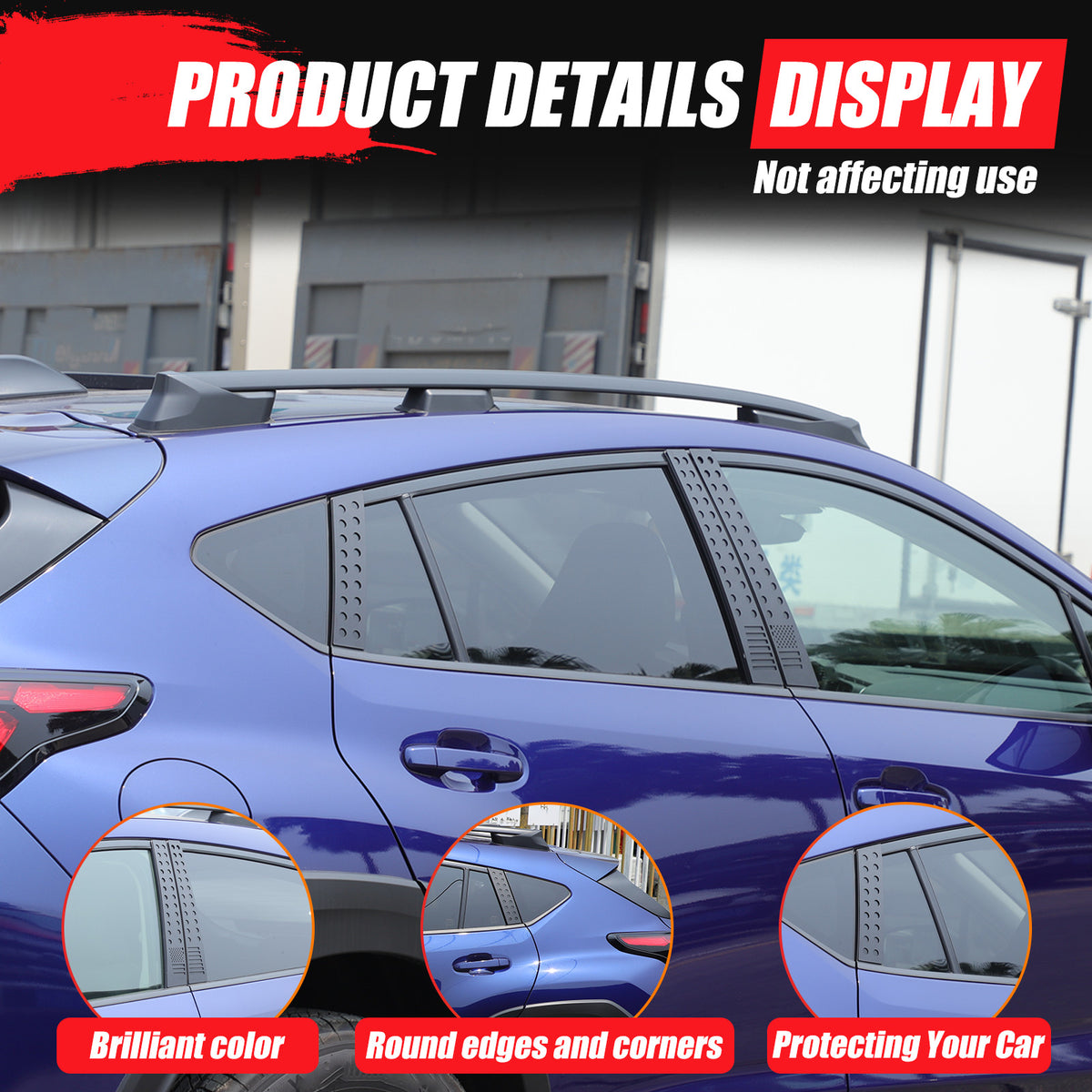 US Flag Alloy Window Center Pillar Trim Panel For Subaru Crosstrek 24+ 8