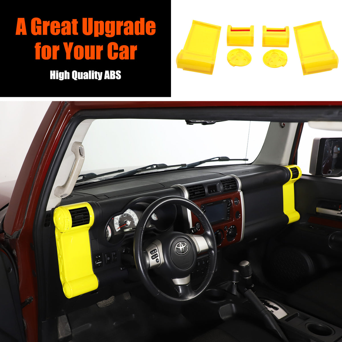 Yellow ABS Interior Center Console Trim Cover for Toyota FJ Cruiser 2007-2021 61