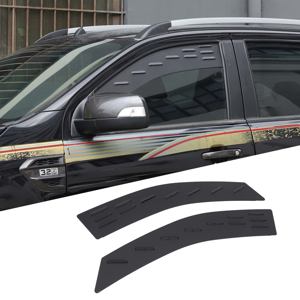 Alloy Front Row Window Vent Louvers Shutter Trim for Ford Ranger T7 T8 2015-2022 2