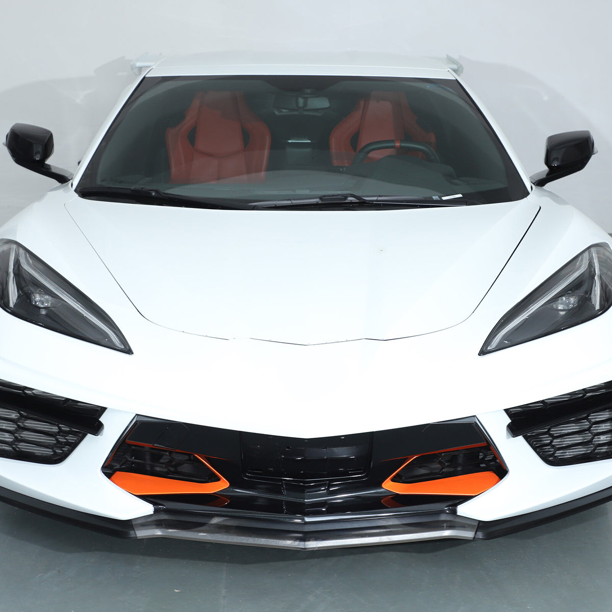 Orange ABS Front Grille Trim Frame Cover For Corvette C8 2020+ US 1