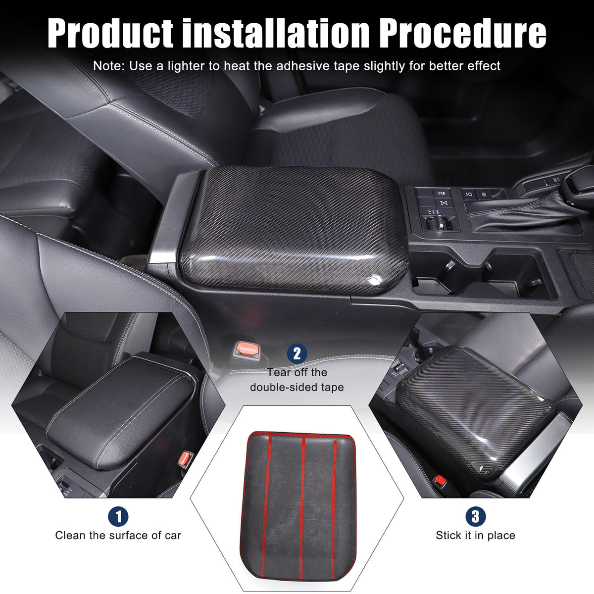 Real Carbon Fiber Center Armrest Box Trim For Toyota Land Cruiser LC250 24+ 10