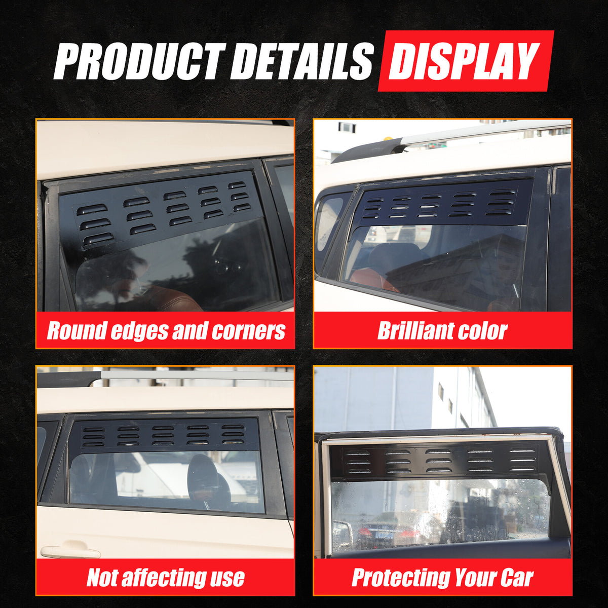 Black Rear Door Window Louver Air Vent Panel Trim Cover For Kia Soul 2009-2013 11