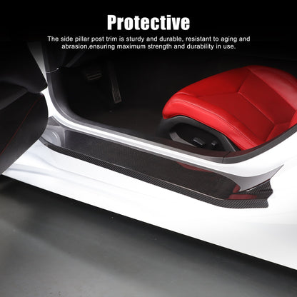 Real Carbon Fiber Full Wrapped Exterior Door Sill Plate Trim For Corvette C8 US 7
