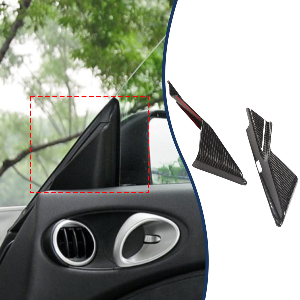 Real Carbon Fiber Front Inner Triangle Pillar Trim For Nissan 370Z Z34 2009-2020 9