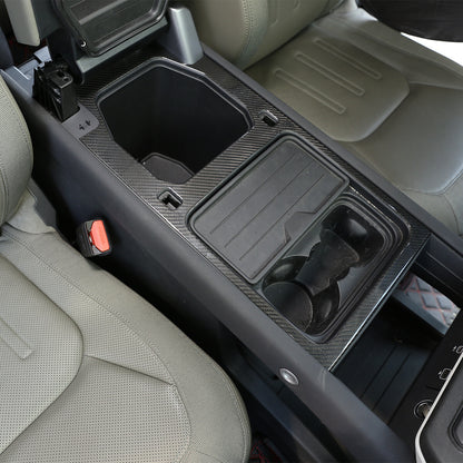 Real Carbon Fiber Center Water Cup Panel Trim For LR Defender 90 110 2020-24 2