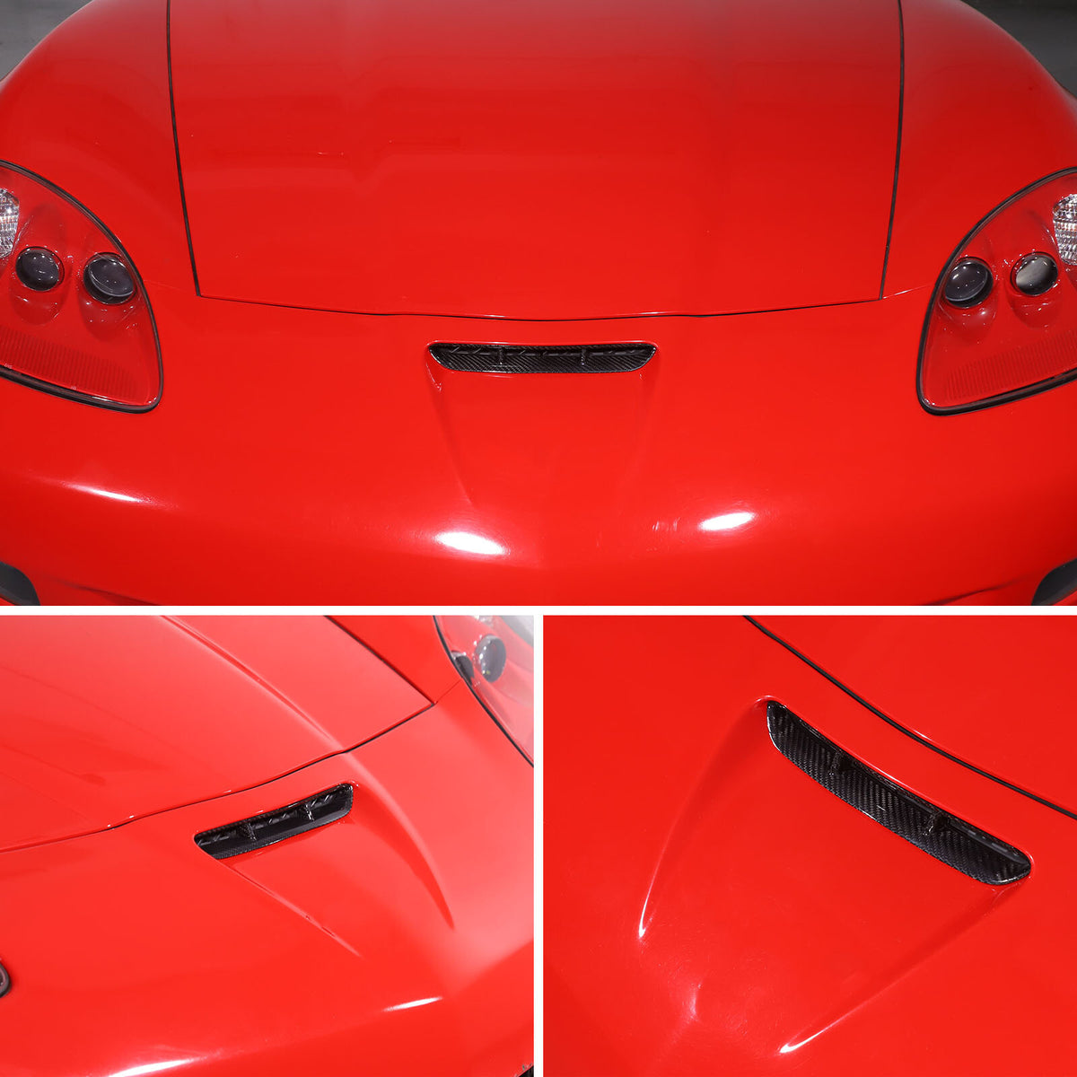 Real Carbon Fiber Front Engine Hood Bonnet AirVent Trim For Corvette C6 05-13 US 7