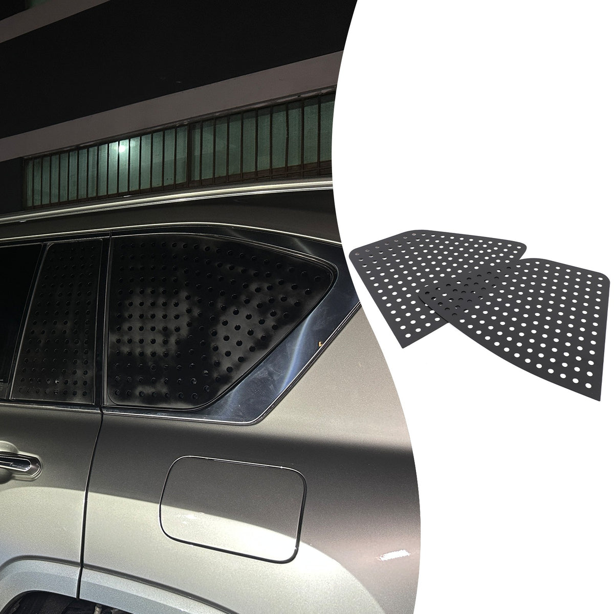 Black Aluminum Rear Triangular Window Honeycomb Panel Trim For Lexus LX J300 22+ 2