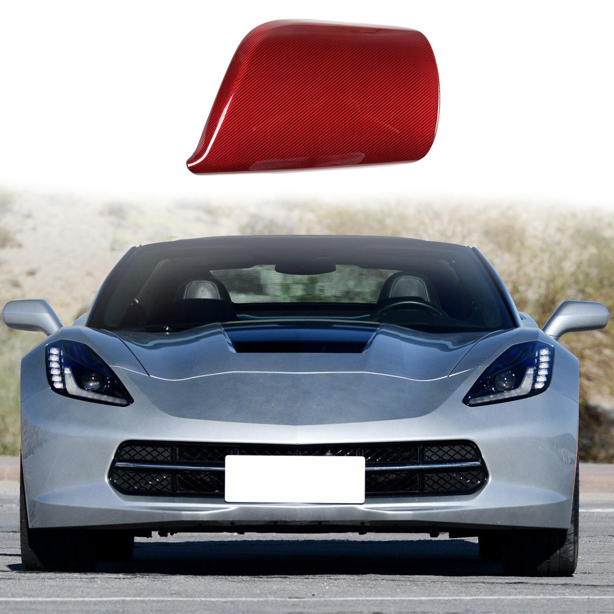 Red Real Carbon Fiber Center Console Armrest Box Cover Trim For Corvette C7 14+ 9