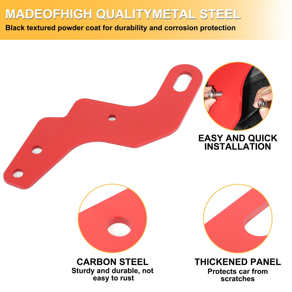 Red Carbon Steel Rear Frame Tow Hook For Toyota Tundra 2022+ US 5