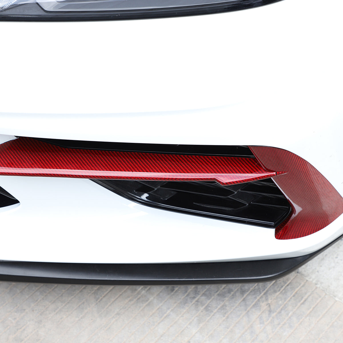 Red Real Carbon fiber Car Front Bumper Side Grille Cover Set For Corvette C8 20+ 20