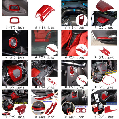 Red Real Carbon Fiber Full Interior Set Decor Trim Kit for Corvette C8 20-25 65