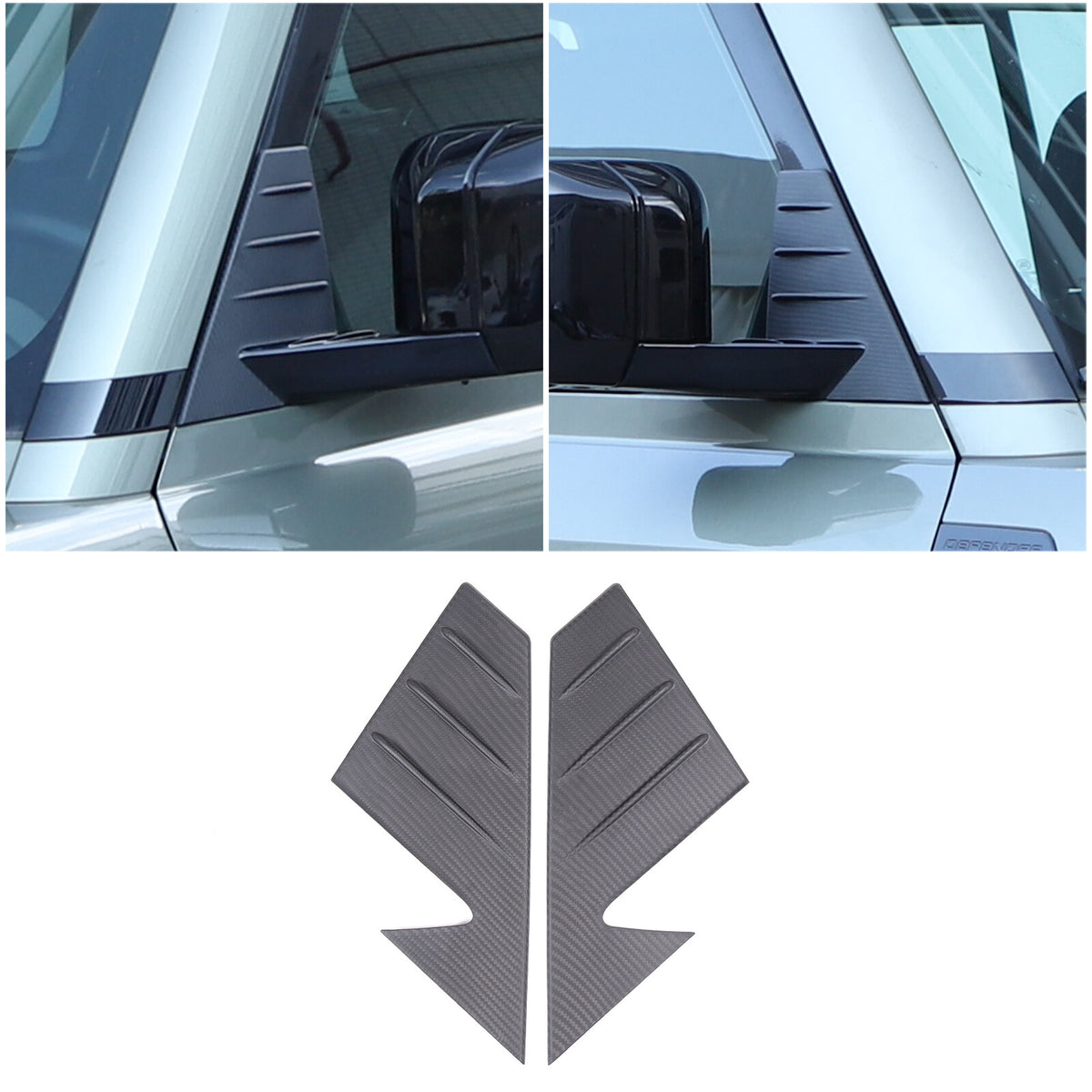 Matte Real Carbon Fiber Window Triangle A-Pillar Cover For LR Defender 2020-24 9