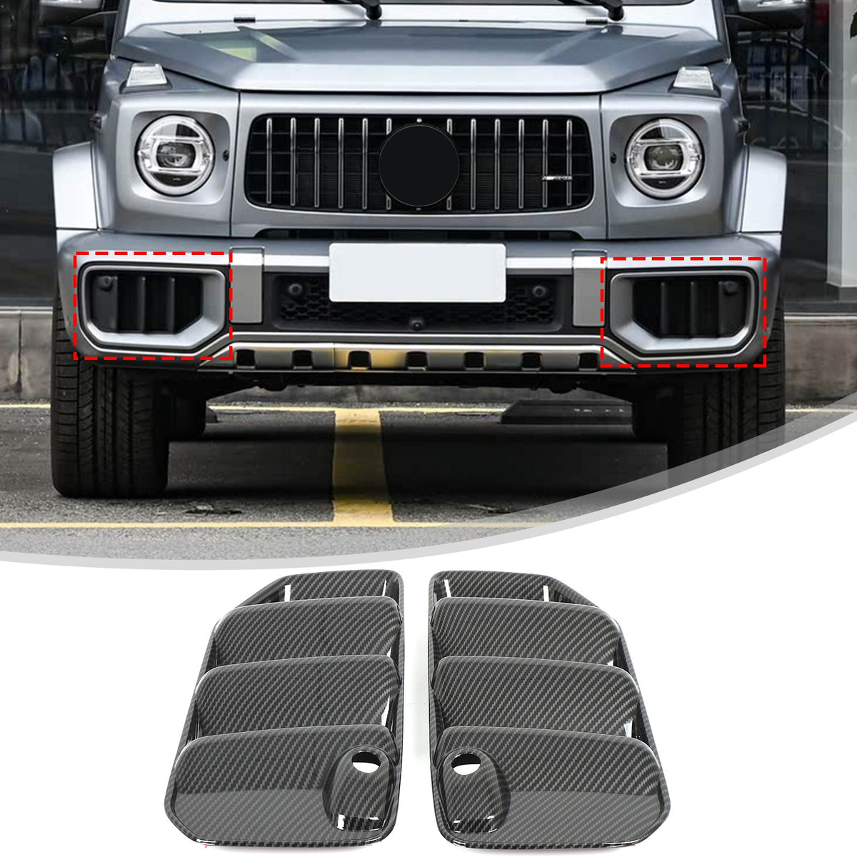 Carbon ABS Front Bumper Side Air Intake Grille Trim For Benz G-Class G63 2025+ 6