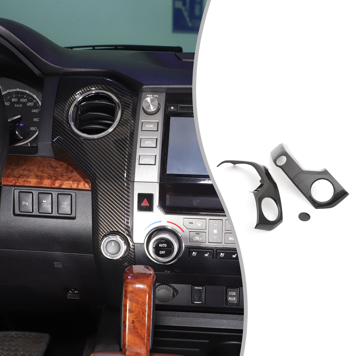 For Toyota Tundra 2014-2021 ABS Carbon Interior Side Air Vent Outlet Covers 22