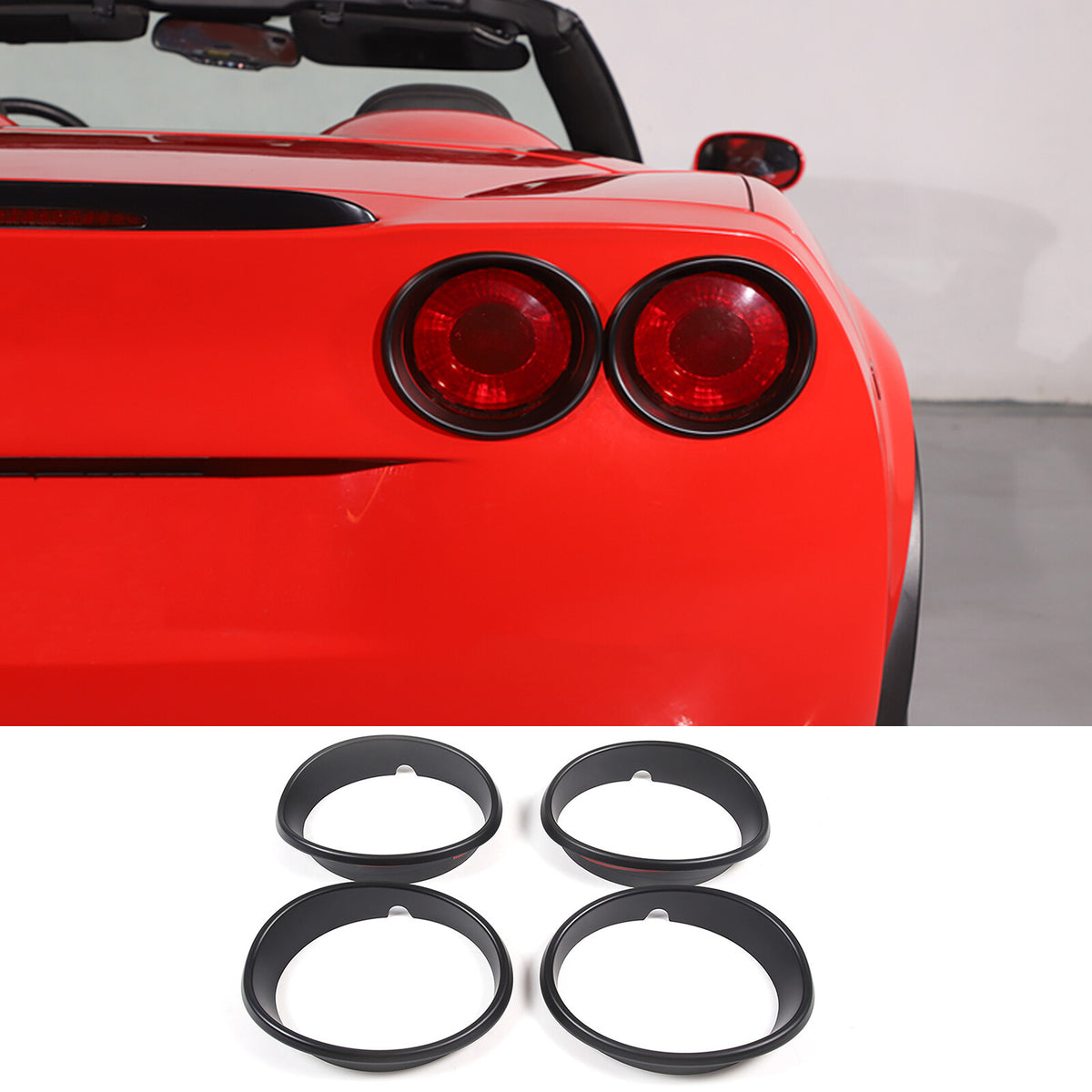 Matte Black Tail Light Lamp Cover Trim Ring Overlay For Corvette C6 2005-2013 1