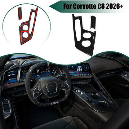 Glossy Piano Black Center Console Gear Shift Panel Trim For Corvette C8 2026+ 1