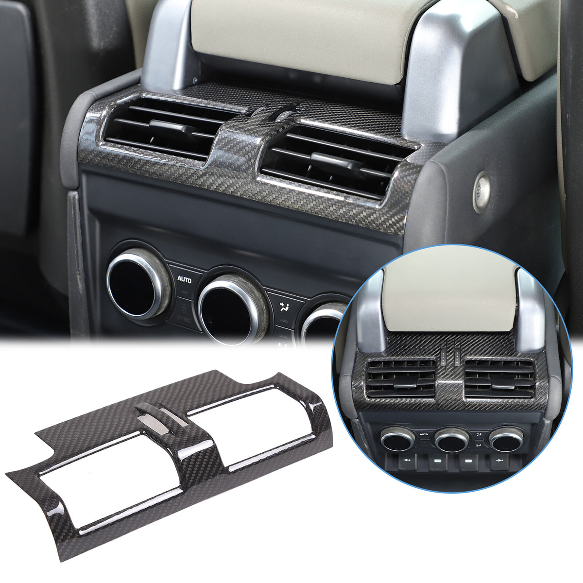 Real Carbon Fiber Rear Air Outlet Vent Panel Trim Cover For LR Defender 2020-24 1