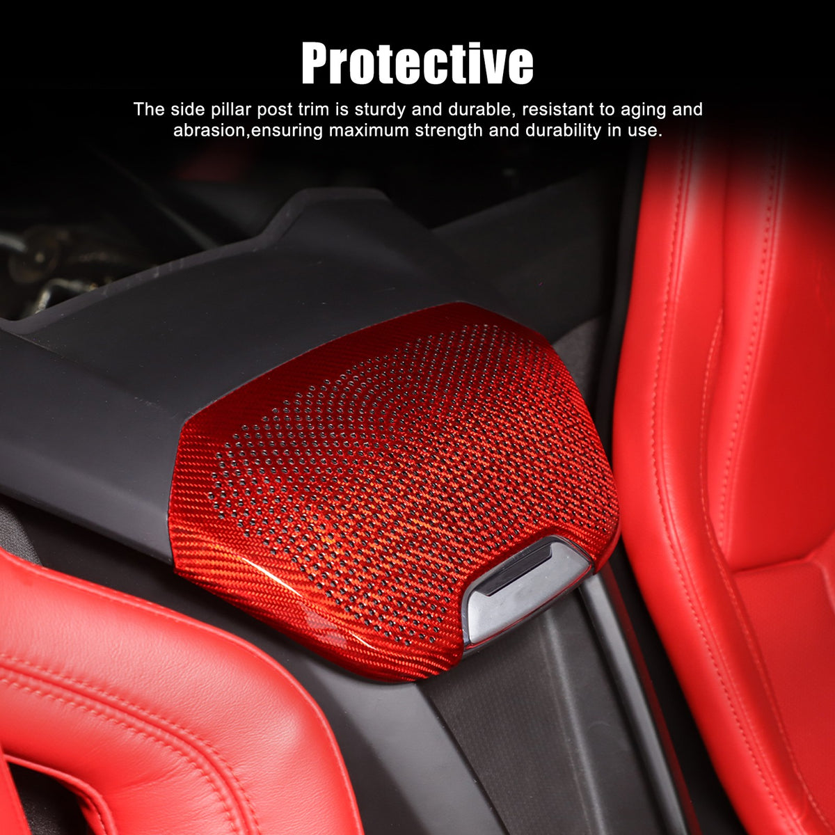 Red Real Carbon Fiber Rear Speaker Grille Trim For Corvette C8 1LT/2LT 2020+ 5