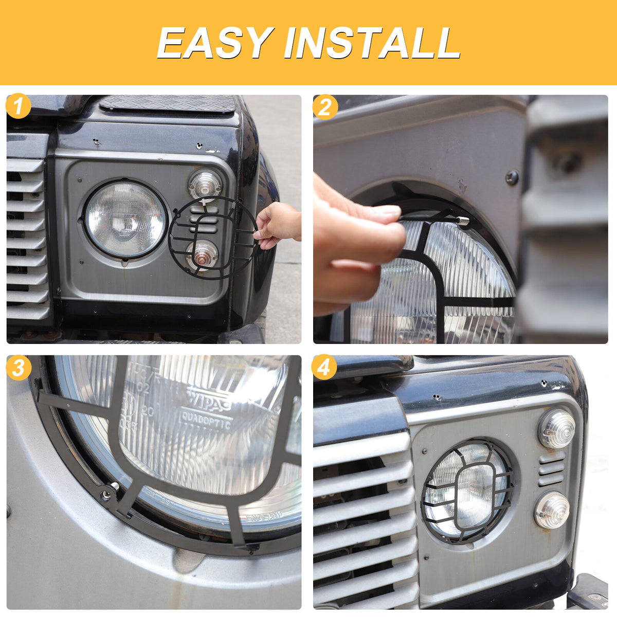 Front Lamp Headlight Cover Guard Net Trim For Land Rover Defender L316 2004-19 20