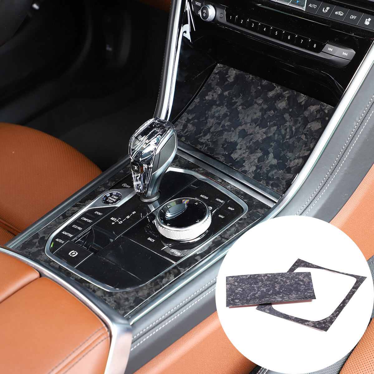 Forged Carbon Fiber Car Gear Shift Panel Decor Cover Trim For BMW 8 Series 19-22 6