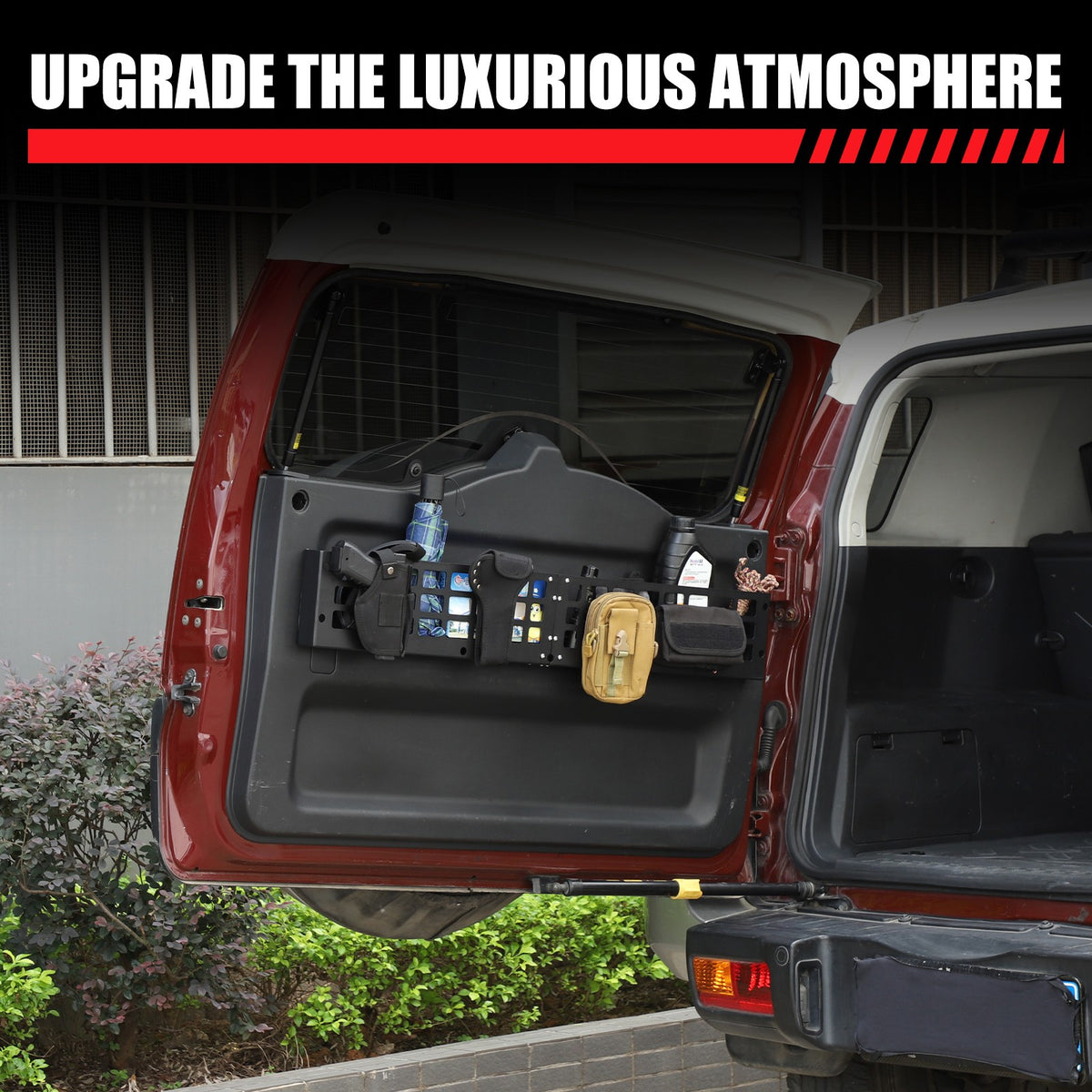 Aluminum Tailgate Hanging Bag Rack Molle Panel For Toyota FJ Cruiser 2007-2021 22