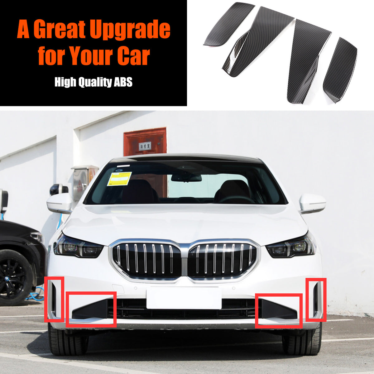 ABS Carbon Fiber Front Side Vent Fender Cover Trim For BMW 5 Series G60 i5 2024+ 13
