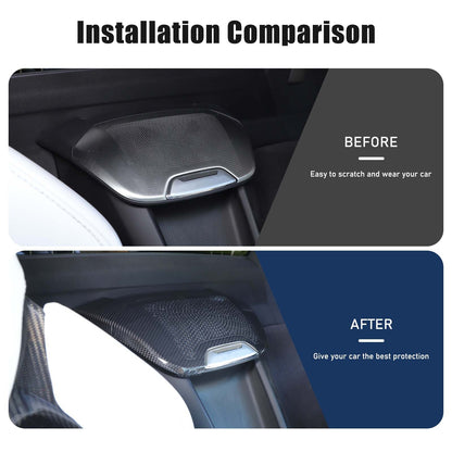 Real Carbon Fiber Rear Charger Speaker Cover Trim For Corvette C8 Convertible 20