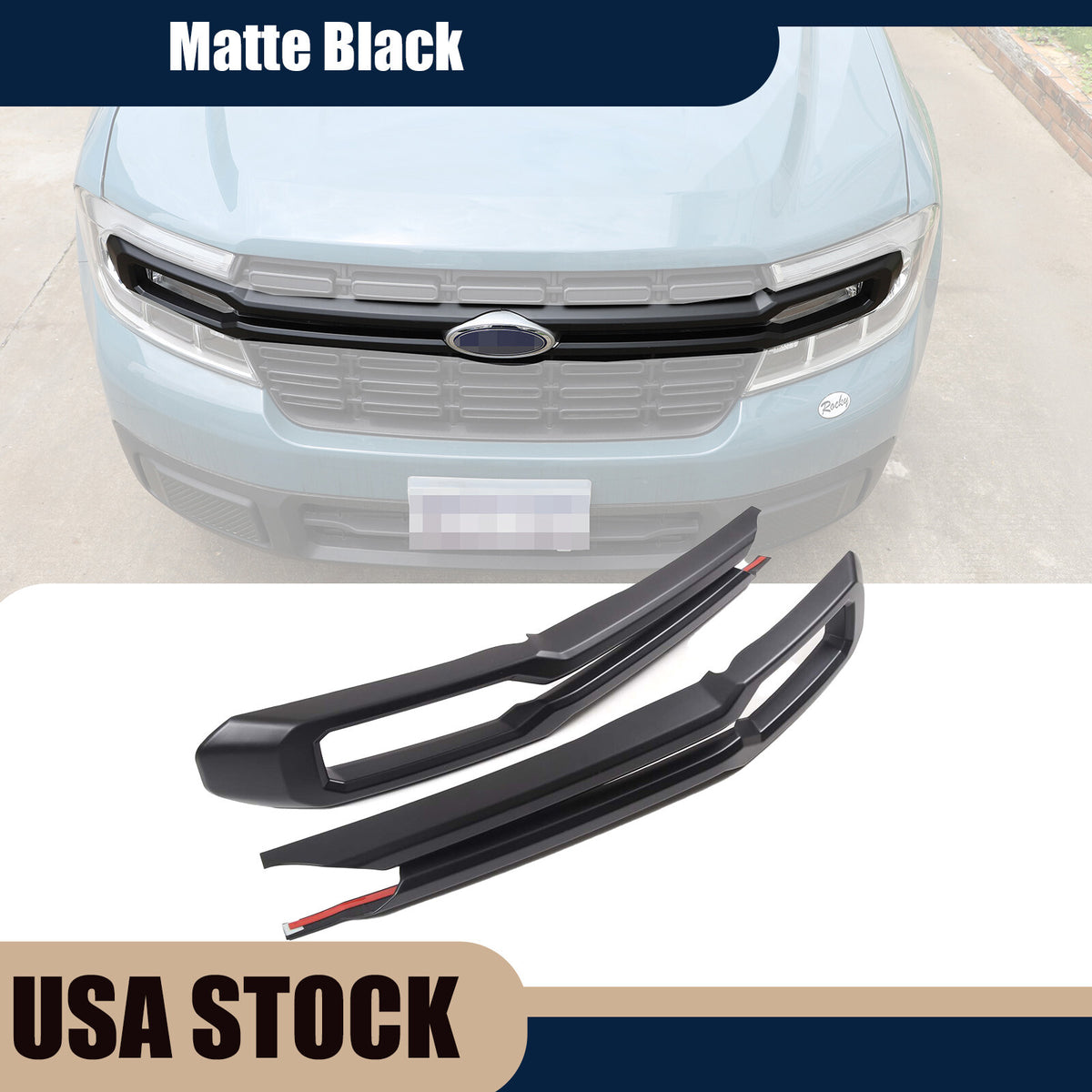 Matte Black Front Bumper Protect Grille Cover Trim For Ford Maverick 2022-24 US 1