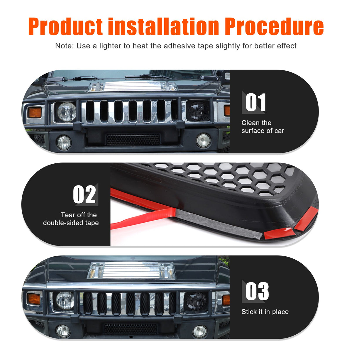 Black ABS Front Grille Anti-Insect Bug Screen Trim For Hummer H2 2003-2007 3