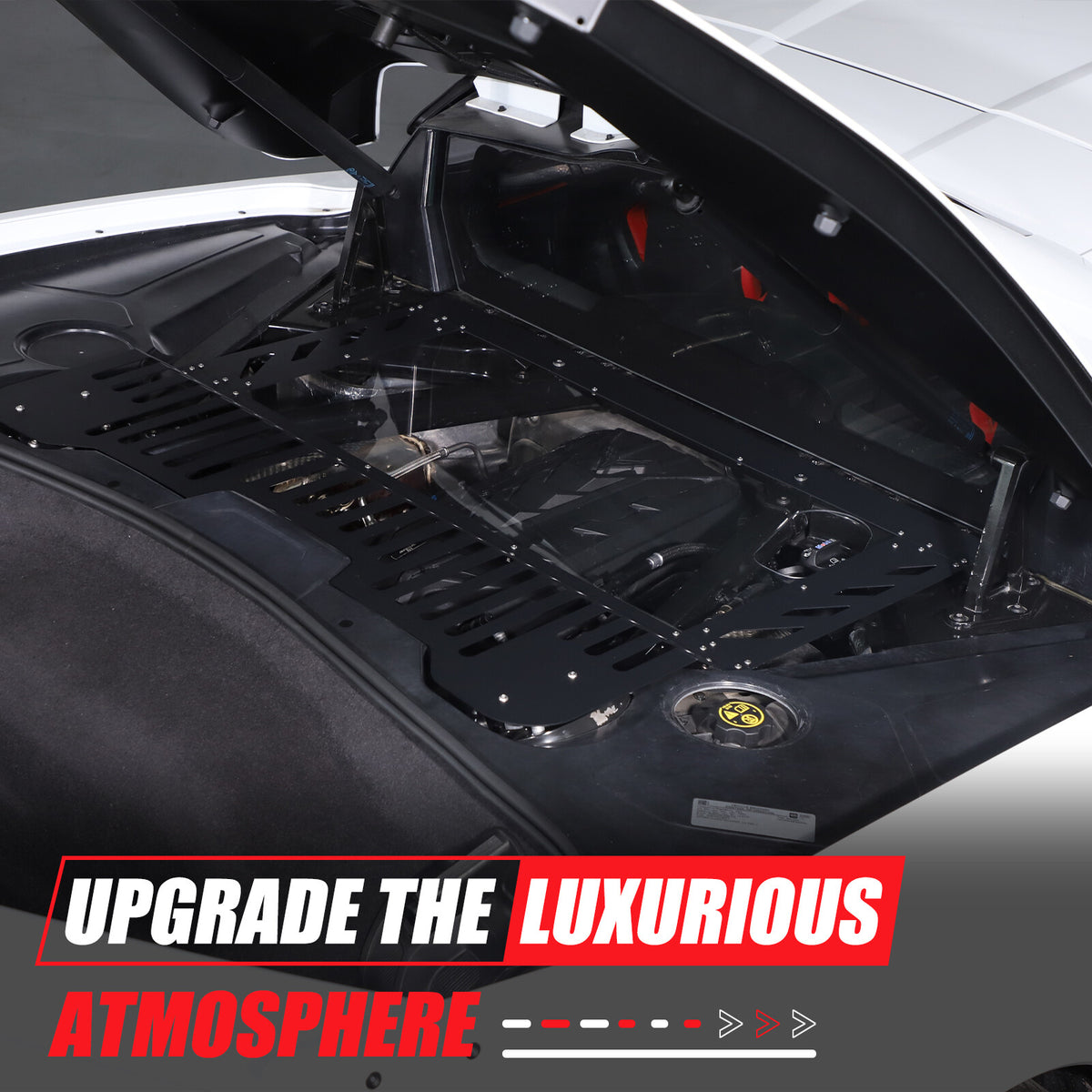 Black Aluminum Engine Hood Transparent Panel Cover Trim For Corvette C8 20+ 8